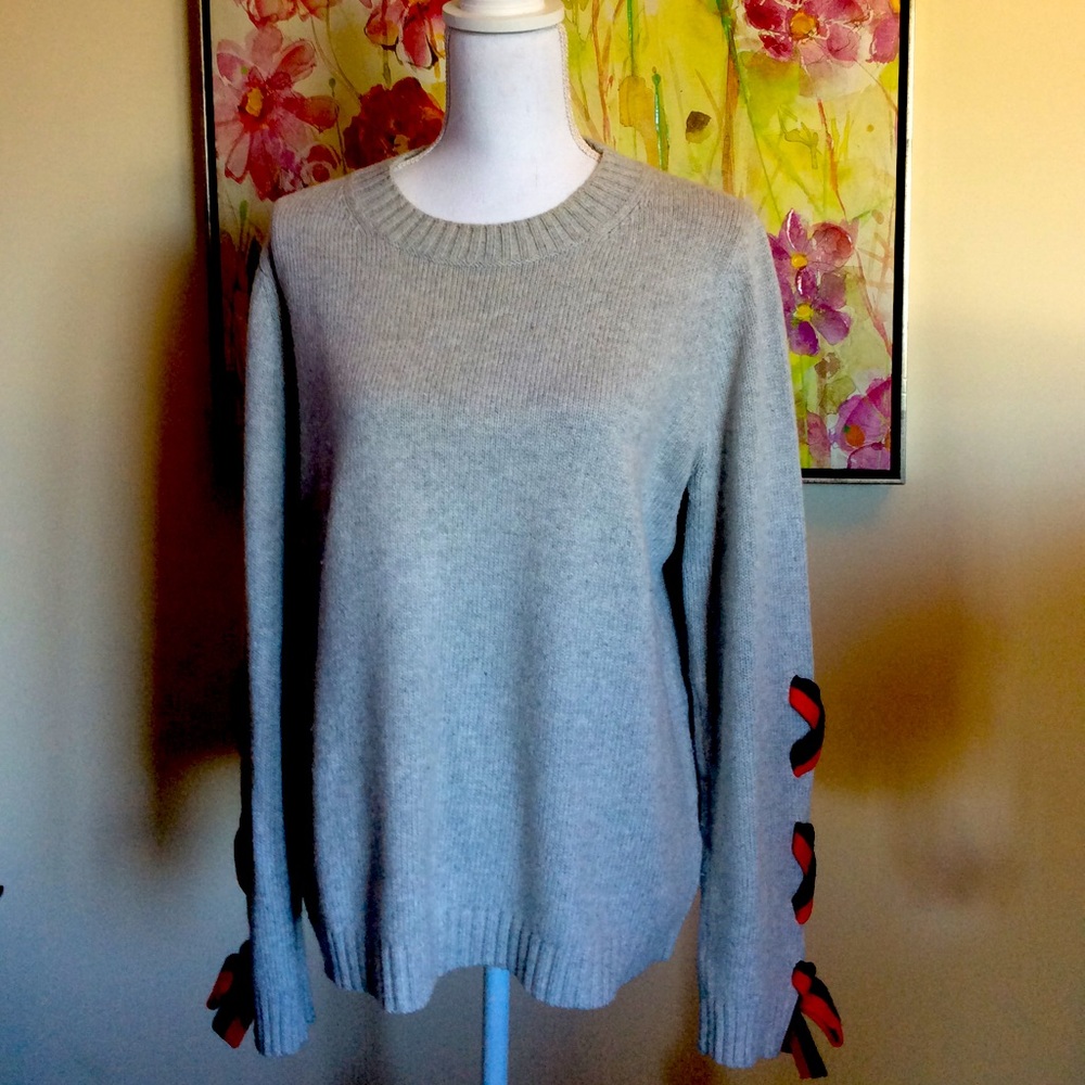BODEN GREY ANGELICA SWEATER WITH RIBBON DETAIL